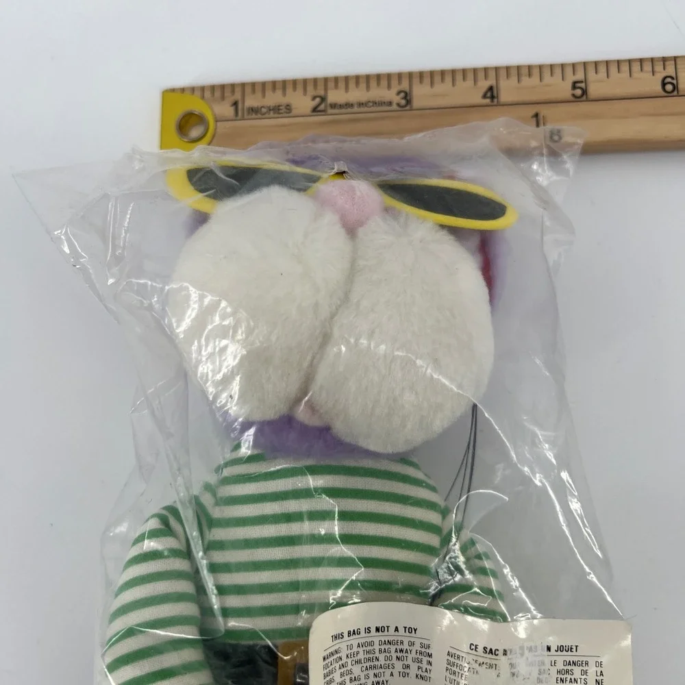 Vintage Our Own Import Purple Bunny‎ Plush Sunglasses Striped Shirt New in Bag